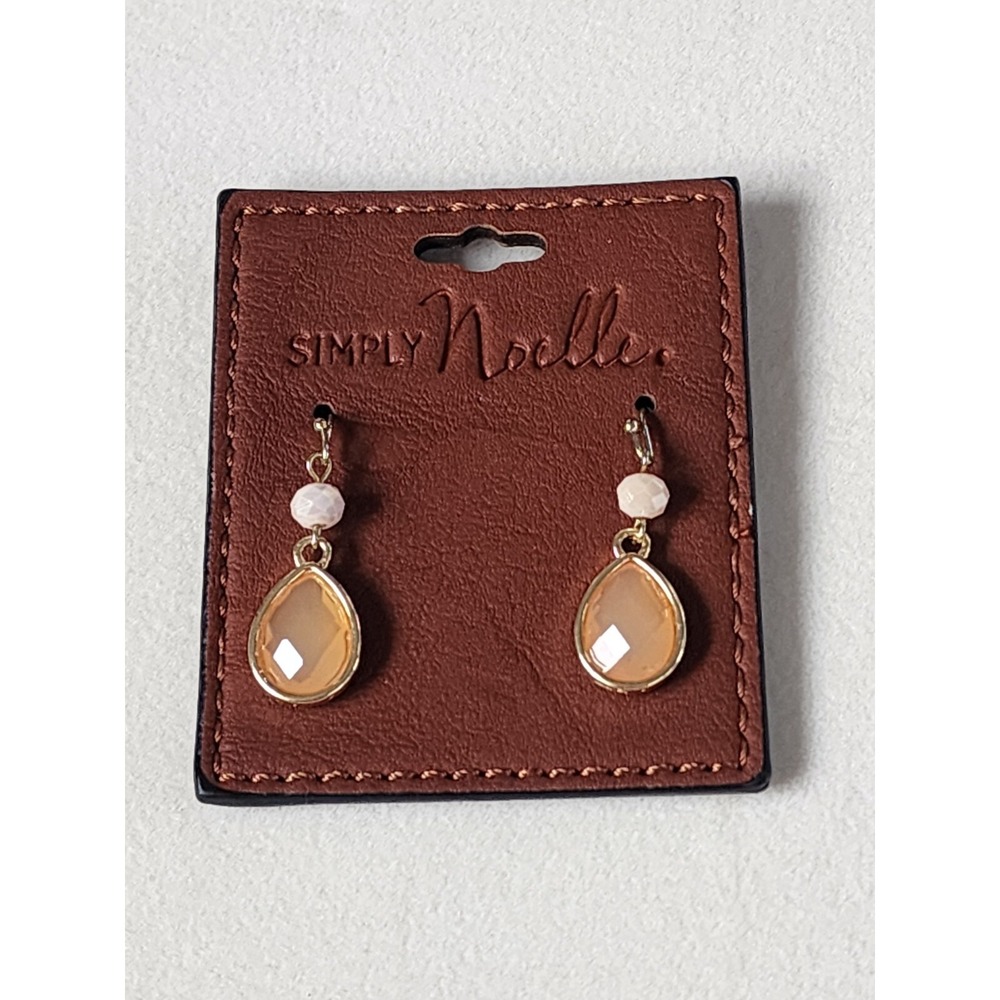 SIMPLY NOELLE Signed Dangle Earrings Real Faceted Stones Gold Tone FREE $HIPPING